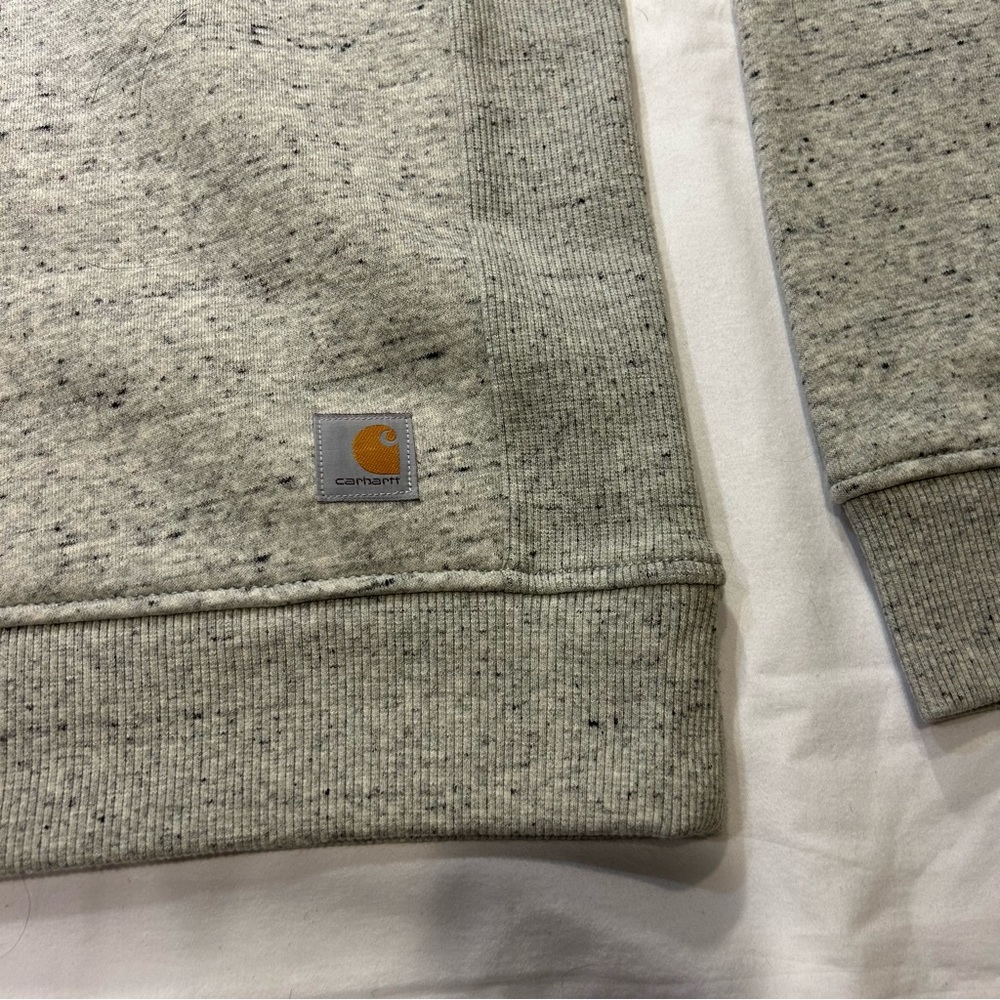 Carhartt Heather Gray Crewneck Sweatshirt with Black Sleeve Logo - Picture 3 of 10